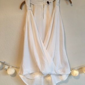 White deep neck flowy top